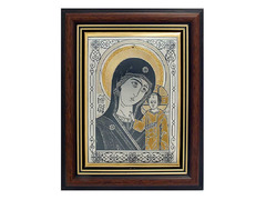 Серебряная икона «Казанская» в багете